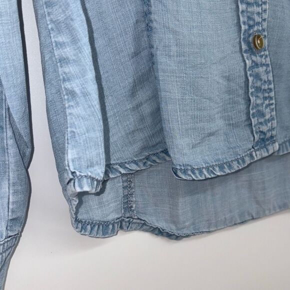 Cloth & Stone Western Style Tencel Chambray Denim Style Button Down Shirt Blue X - Picture 6 of 12